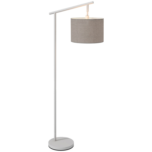 HOMCOM Metal Frame Floor Lamp with 350 Degree Rotating Lampshade, for Living Room and Bedroom, LED Bulb Included, Grey
