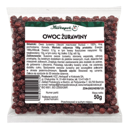 Herbapol Cranberry Fruit Fruit Tea Fiber and Vitamins E and C Source 50g