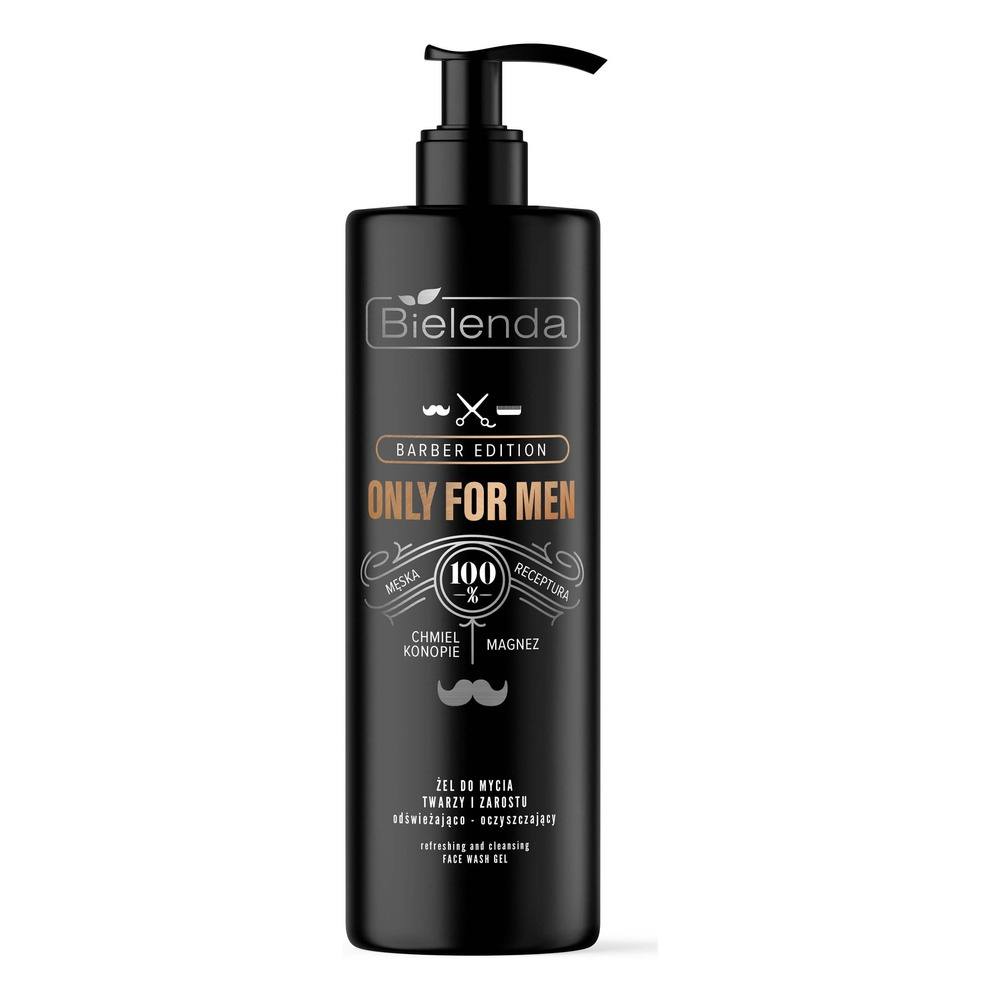 Bielenda Only for Men Barber Edition Odświeżająco-Oczyszczający Żel do Mycia Twarzy i Zarostu 190g