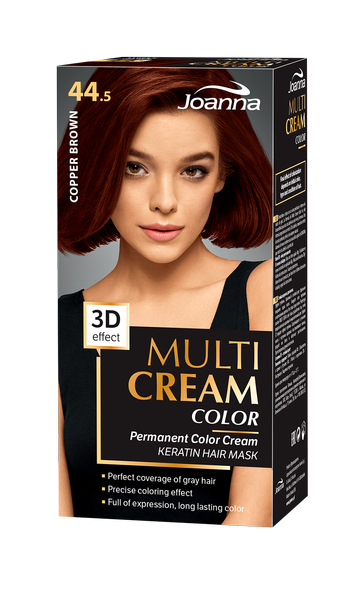 Joanna Multi Cream Color 3D Effect Hair Dye with Long-Lasting Effect No. 44.5 Copper Brown 1 Piece