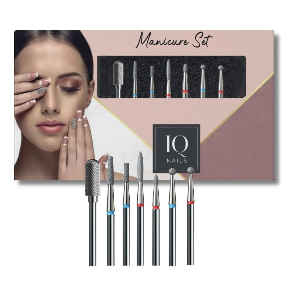 IQ Nails Profesjonalne frezy diamentowe i z węglika MANI 5 Zestaw 7szt