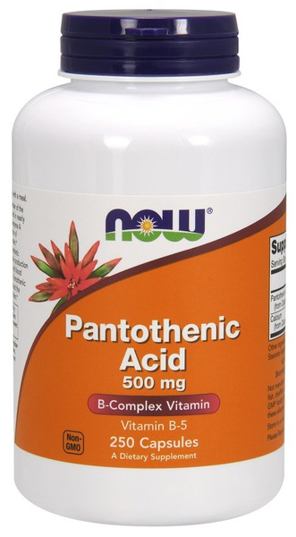 Now Foods Pantothenic Acid 500mg Wspomaga Metabolizm Energetyczny 250 Kapsułek