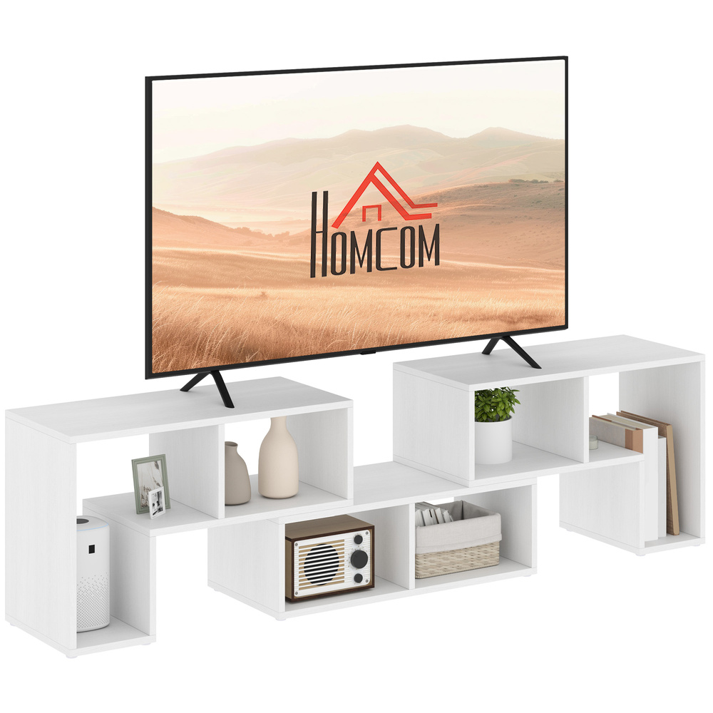 HOMCOM Three-Block Modular TV Stand - White Wood-Effect