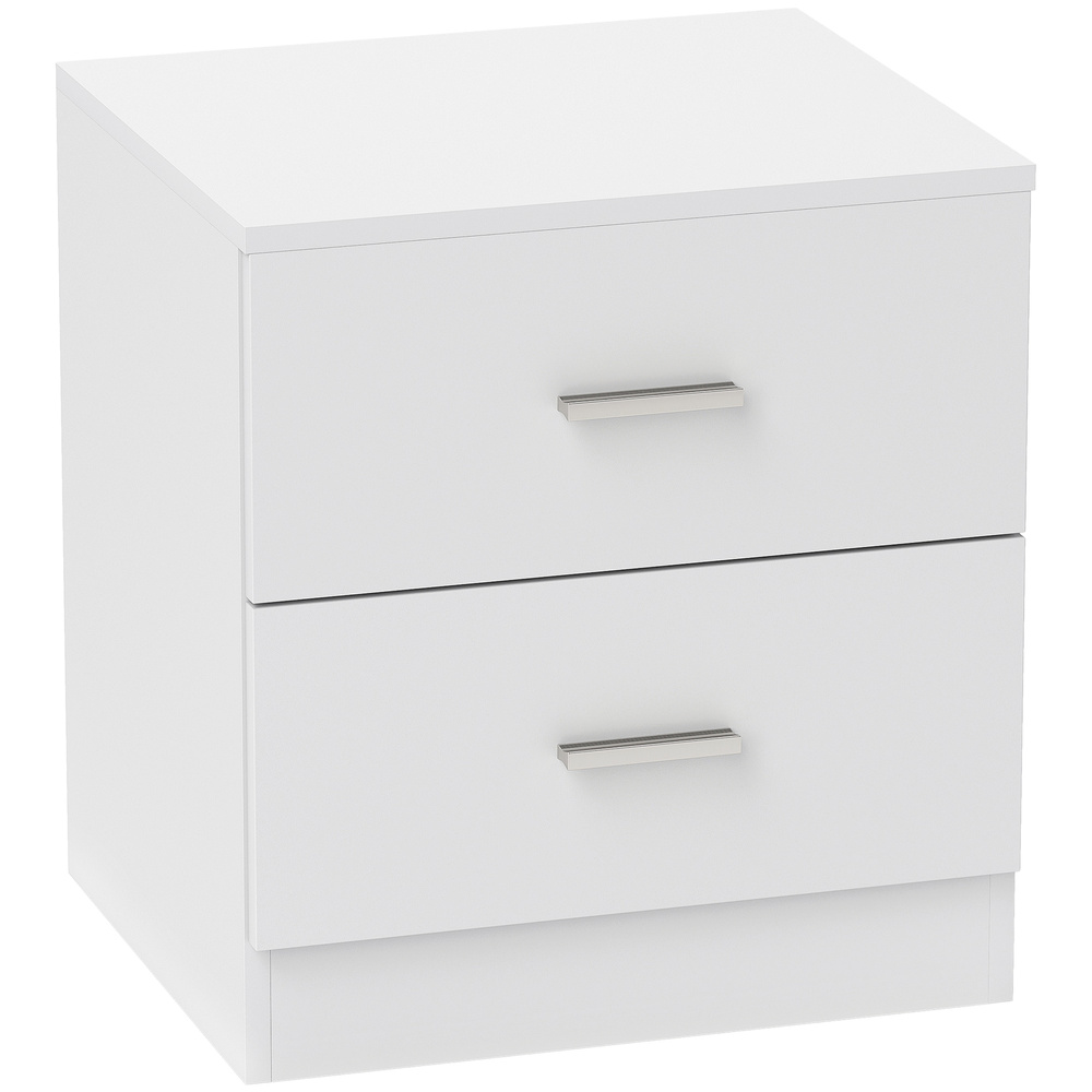 HOMCOM Modern Bedside Table, Beside Cabinet with 2 Drawers, for Bedroom, Living Room, White