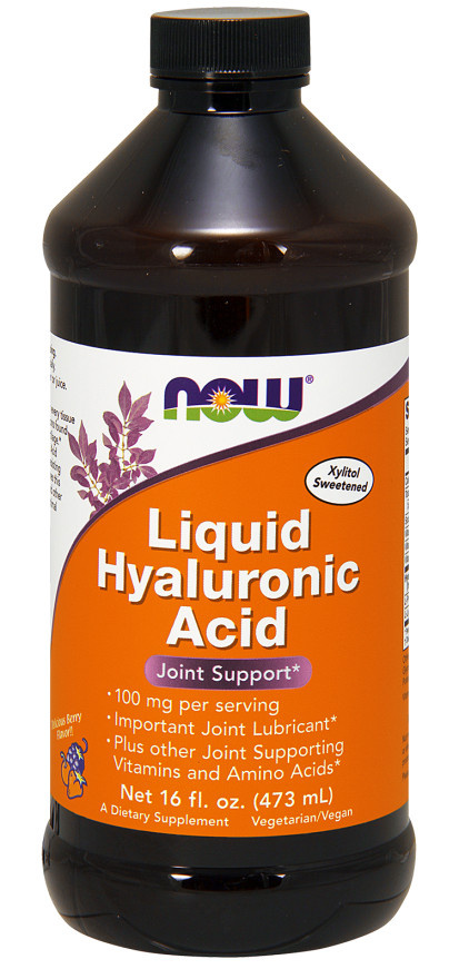 NOW Foods Liquid Hyaluronic Acid 100 mg with Vitamin D Amino Acids and Xylitol for Joint Flexibility and Radiant Skin 473ml