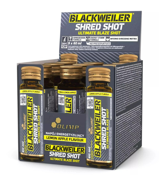 Olimp Nutrition Blackweiler Shred Shot Pre-Workout Shot for Fat Burning and Energy 9 x 60 ml