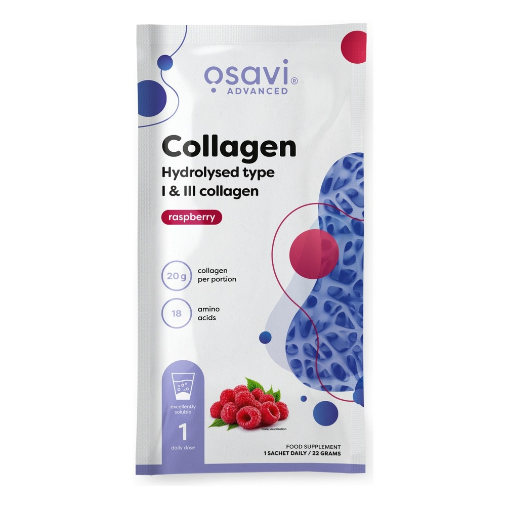 Collagen Hydrolysed Type I & III, Raspberry - 22g (1 serving)