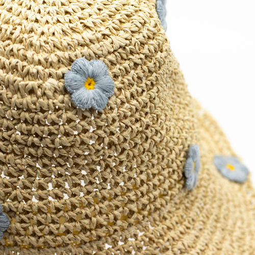 Nomad Sari Floppy Straw Sun Hat - Coffee & Daisies
