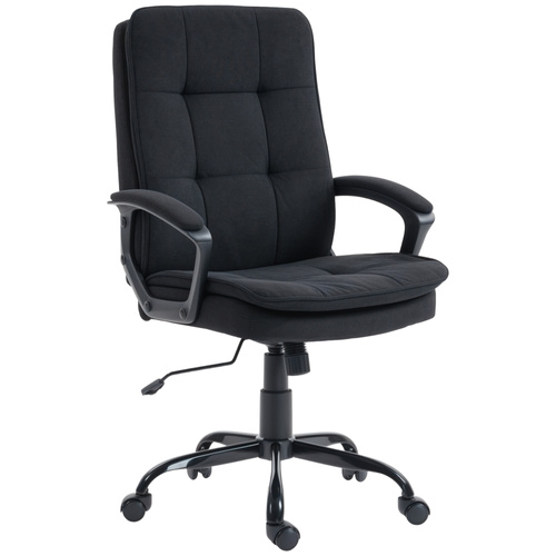 HOMCOM Linen-Look Double-Padded Office Chair - Black
