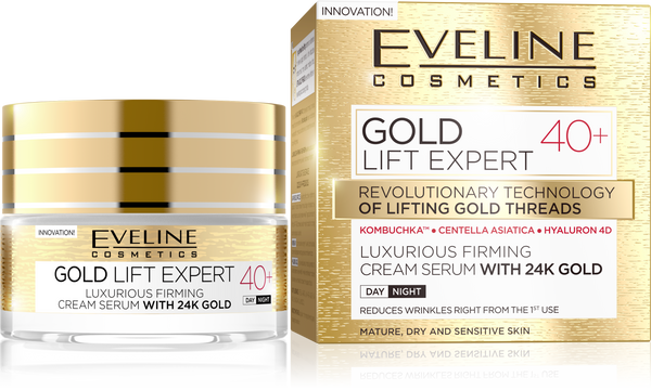 Eveline Gold Lift Expert Luksusowy Ujędrniający Krem-Serum z 24k Złotem 40+ na Dzień i na Noc 50ml