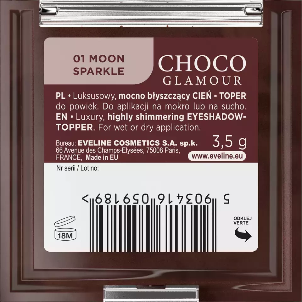Eveline Choco Glamour Błyszczący Cień-Toper do Powiek 3g