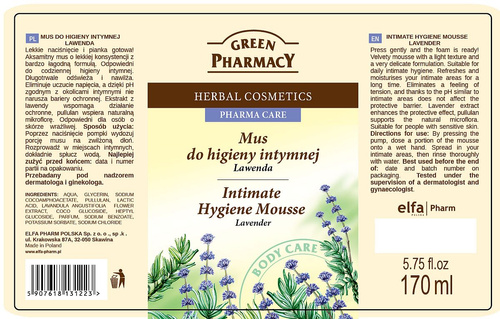 Green Pharmacy Intimate Hygiene Mousse Lavender 170ml