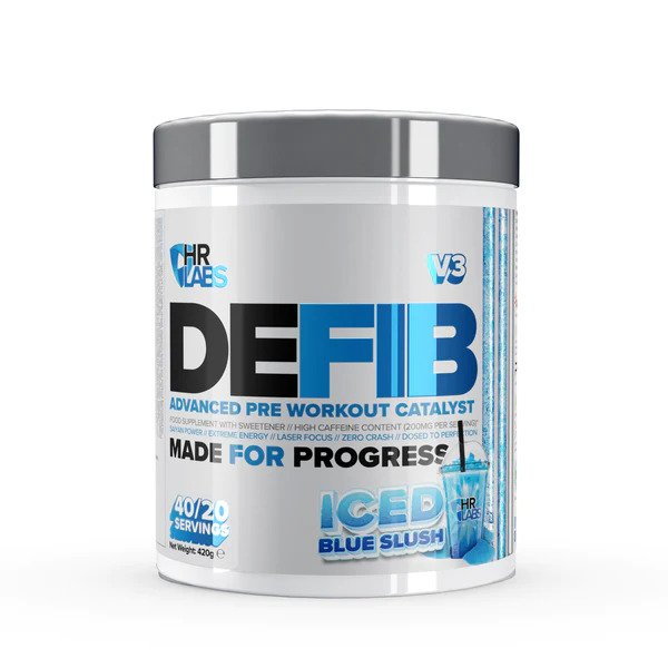 HR Labs Defib V3 Advanced Pre Workout Catalyst for Energy and Focus Iced Blue Slush 420g
