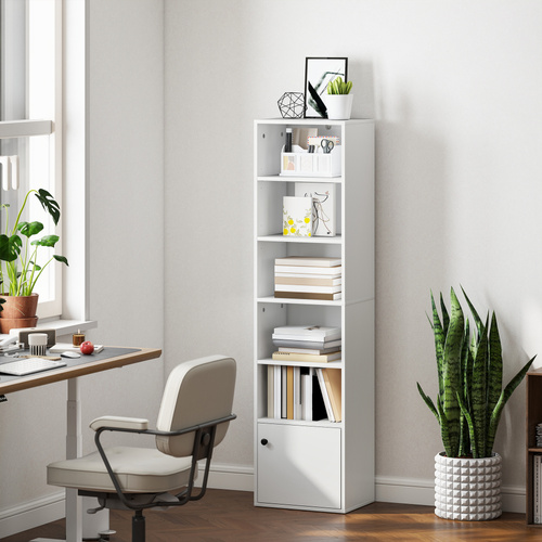 HOMCOM 6-Tier 156 cm Tall Bookcase - White
