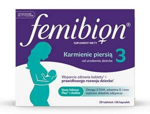 Femibion 3 Karmienie Piersią Foliany + Cholina + DHA 28 Tabletek + 28 Kapsułek