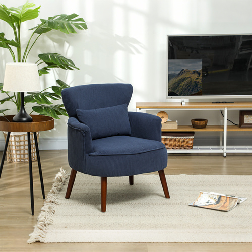 HOMCOM Corduroy Retro Accent Chair - Blue