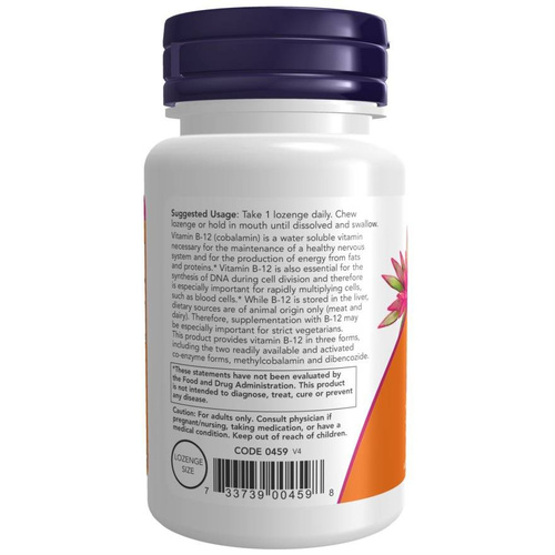 Now Foods Vitamin B-12 2000mcg Wspomaga Układ Nerwowy i Odpornościowy 100 Tabletek