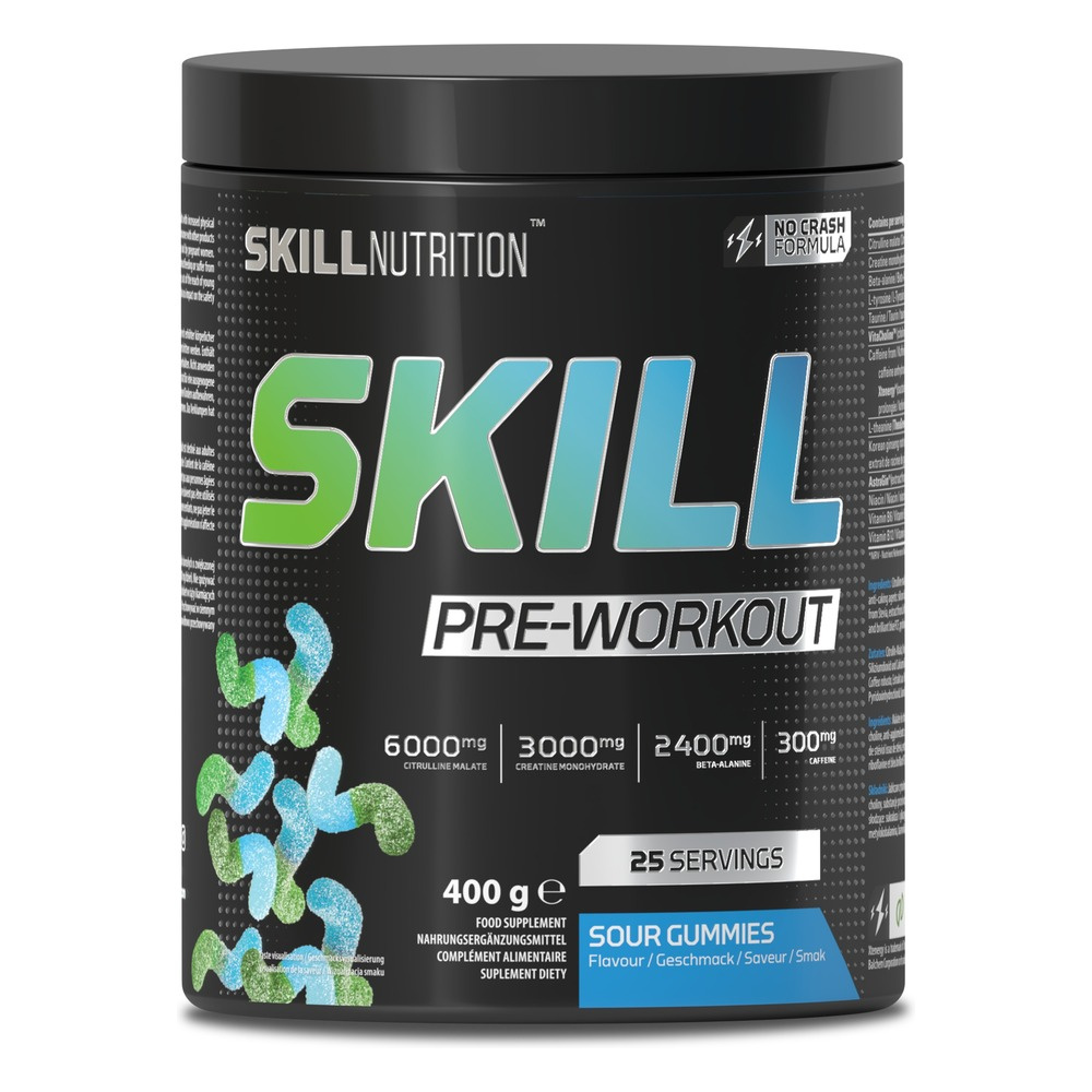 Skill Pre-Workout, Sour Gummies - 400-412g