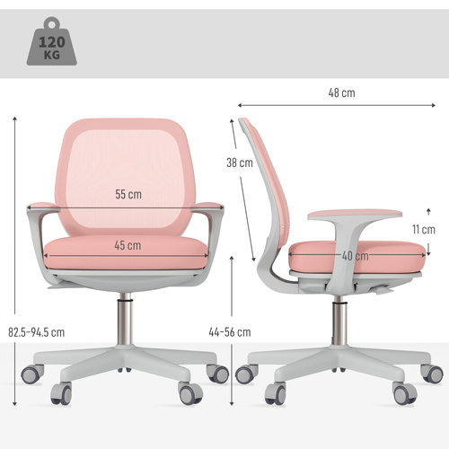 Vinsetto 44-56cm Mesh Back Office Chair - Pink