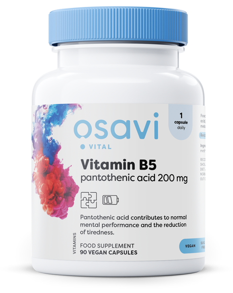 Osavi Vitamin B5 Pantothenic Acid 200mg for Energy Metabolism Support 90 Vegan Capsules