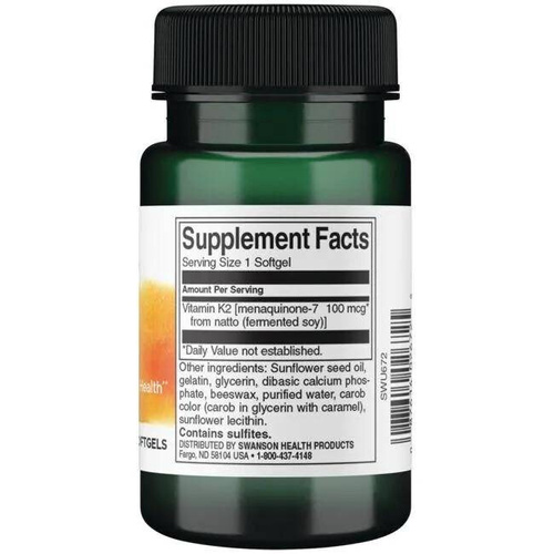 Swanson Vitamin K-2 Natural 100mcg 30 Softgels