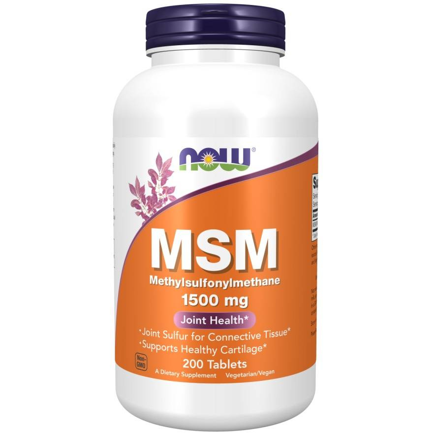 Now Foods MSM Methylsulphonylmethane 1500mg Supports Cartilage Health 200 Tablets