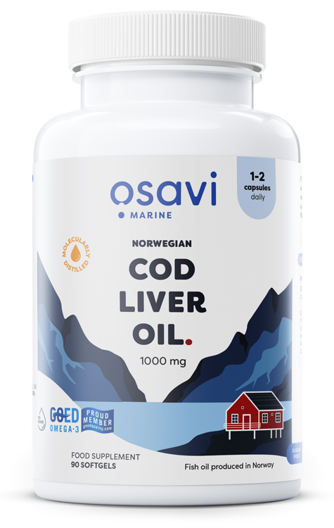 Osavi Norwegian Cod Liver Oil 1000mg 90 softgels for Immunity and Bone Health