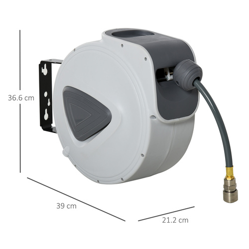 DURHAND Retractable Air Hose Reel 15m+ 140cm Hose Diameter 3/ 8" 9.5mm, Hose Connector 1/ 4" BSP, Wall Mount Auto Rewind Hose- Reel
