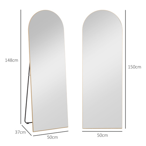 HOMCOM 150cm Arched Full Length Mirror - Gold Tone