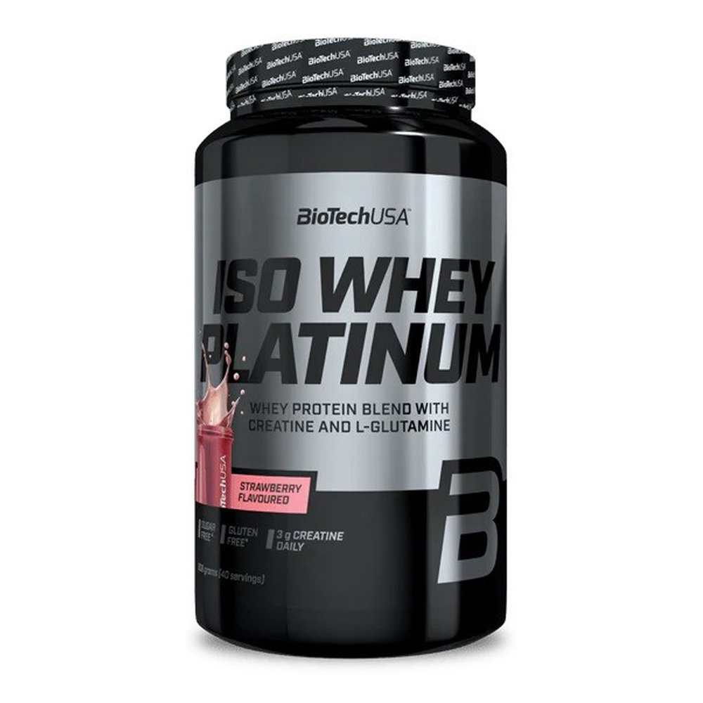BioTechUSA Iso Whey Platinum Białko serwatkowe, Truskawka 908g