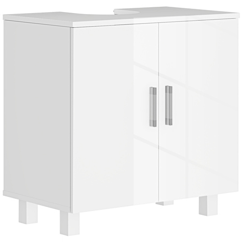HOMCOM Bathroom Under Sink Cabinet for Basin without or with Pedestal - High Gloss White