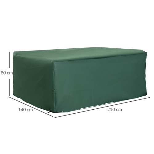 Outsunny Outdoor Garden Furniture Cover Waterproof, Anti-UV 600D Heavy Duty Oxford Fabric Patio Furniture Cover for Rectangular Sofa Table Set, Green, 210 x 140 x 80 cm