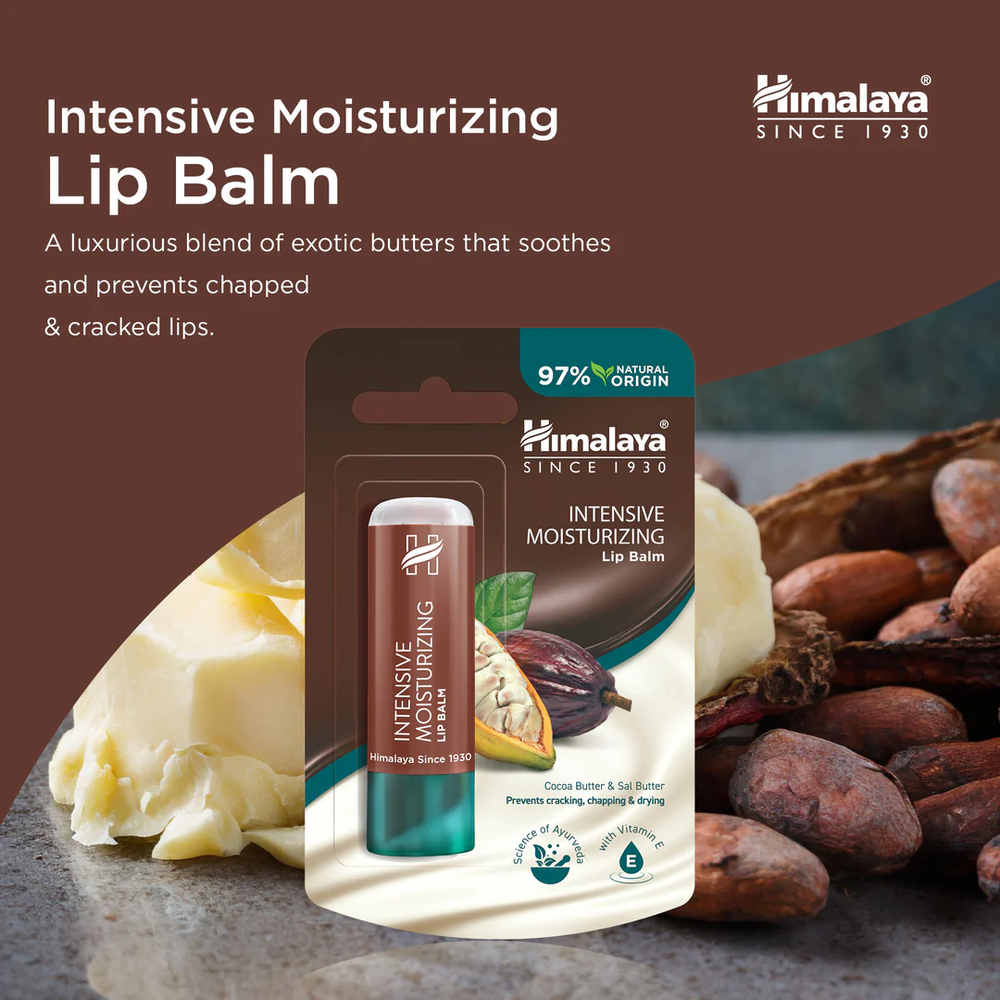 Himalaya Intensive Moisturizing Cocoa Butter Intensywnie Nawilżający Balsam do Ust z Masłem Kakaowym 4.5g