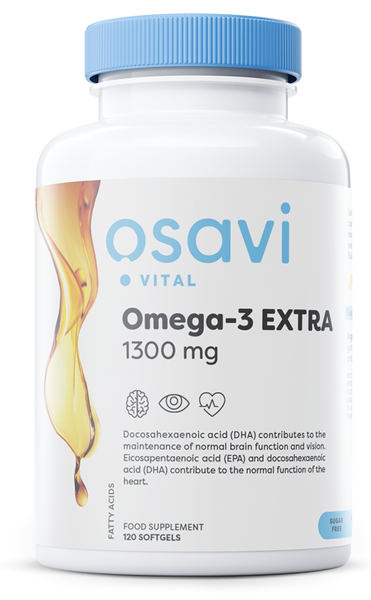 Osavi Omega-3 Extra Destylowana Molekularnie 1300mg 120 kapsułek na wsparcie serca i mózgu