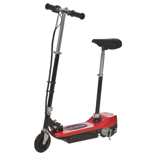HOMCOM Powered Electric Scooter Ride-On, with Brakes, Adjustable Seat, Adjustable Handlebars, Red