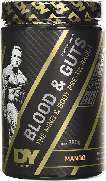 Dorian Yates Blood and Guts Mango Flavoured Pre-workout Powder For Strength and Focus 380g
