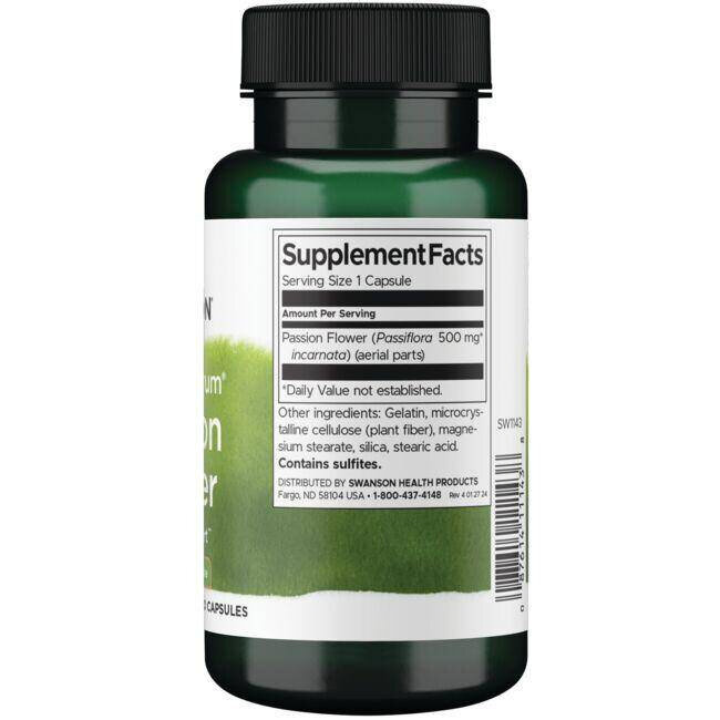 Swanson Full Spectrum Passion Flower 500mg Męczennica Cielista 60 Kapsułek