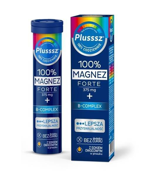 Polski Lek S.A. Plusssz 100% Magnesium Forte B-Complex Stress & Wellbeing 20 Effervescent Tablets