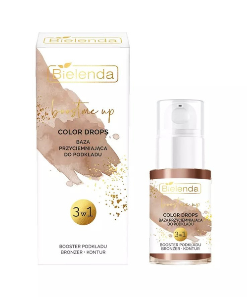 Bielenda Boost Me Up Color Drops Darkening Base 3in1 Foundation Booster Bronzer Contour 15ml