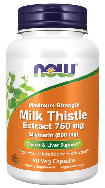 NOW Foods Milk Thistle Extract 750 mg Maksymalne Wsparcie dla Zdrowej Wątroby 90 Kapsułek