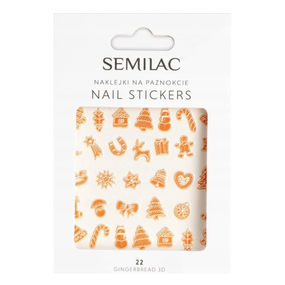 Semilac Water Nail Stickers 22 Gingerbread 3D Nail Stickers 1 Sheet