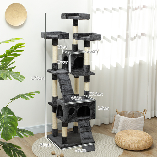 PawHut Cat Tree Scratching House, Activity Play Centre