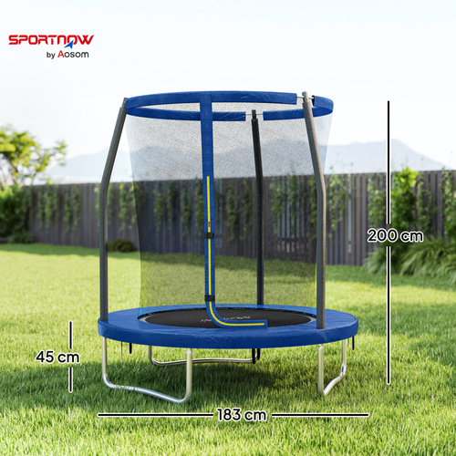 SPORTNOW 6ft Trampoline with Safety Enclosure Net, Steel Frame Outdoor Trampoline, with Edge, Safety Cover
