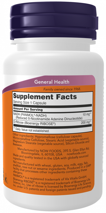 Now Foods NADH 10mg Wspomaga Pamięć i Koncentrację 60 Kapsułek