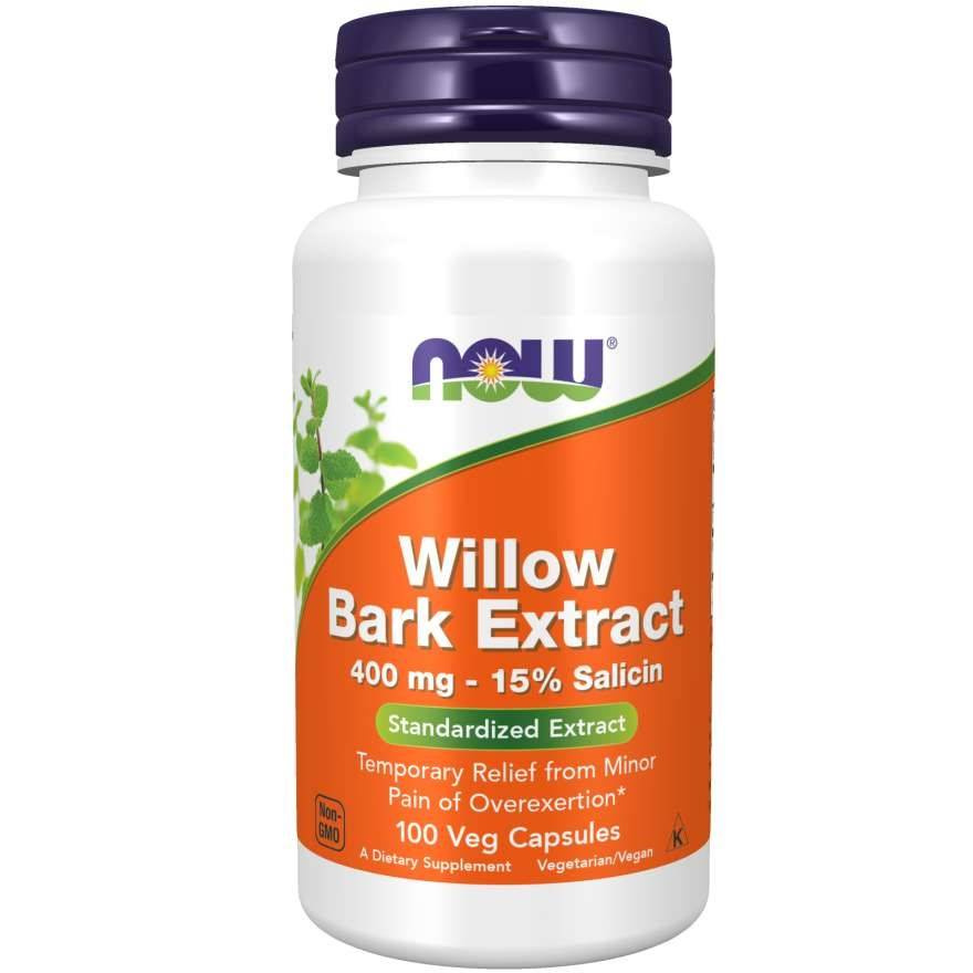 Now Foods Willow Bark Extract 400mg Biała Wierzba Extract Łagodzi Niewielkie Dolegliwości Bólowe 100 Kapsułek