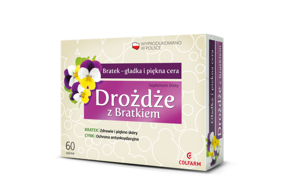 Colfarm Drożdże z Bratkiem Wzmocnienie Włosów Skóry i Paznokci 60 Tabletek 