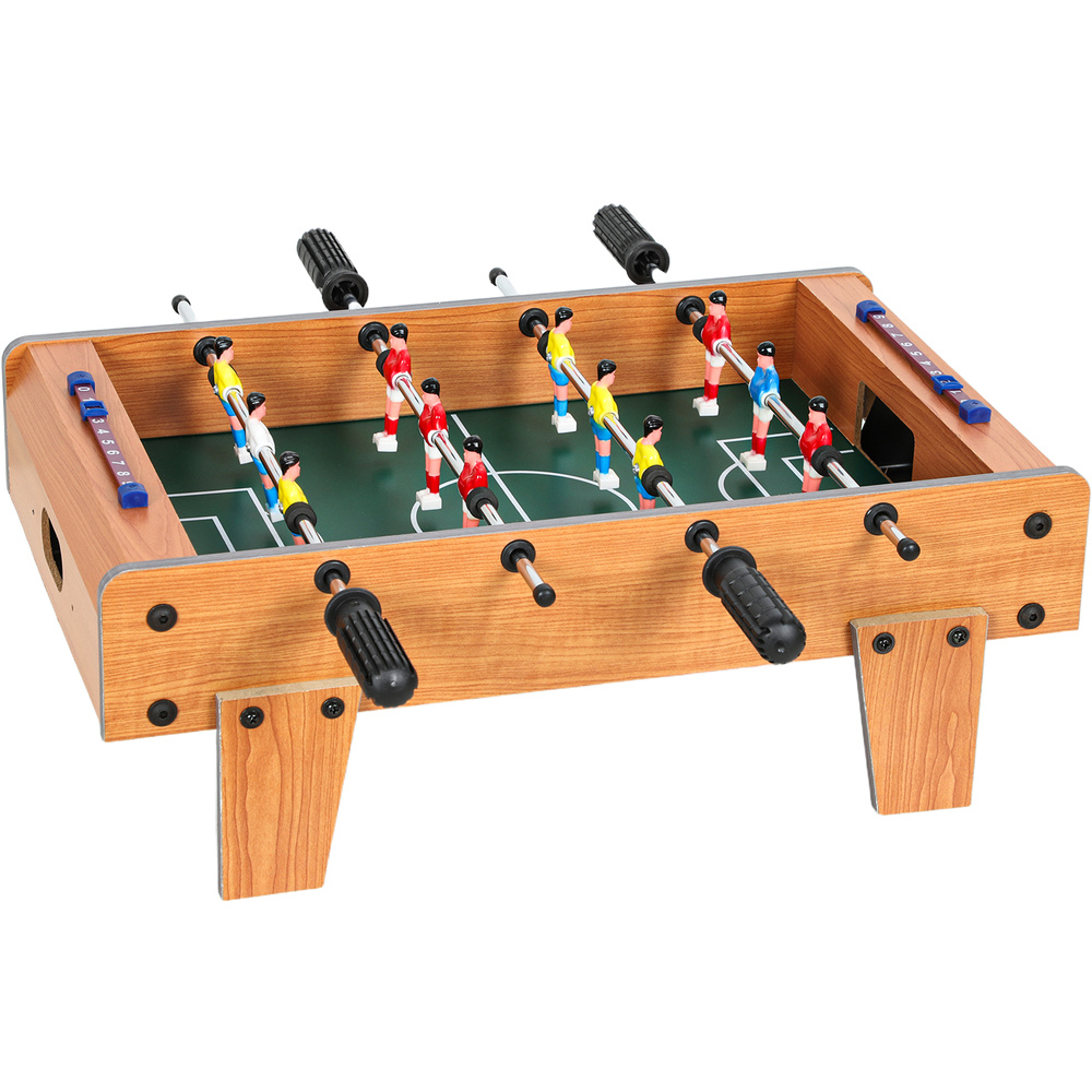 SPORTNOW 20 in Table-top Football Table with Stainless Steel Rods, Compact Foosball Table for Kids and Adults, All-Inclusive Foosball Game Set for Indoor, Nature Wood Finish