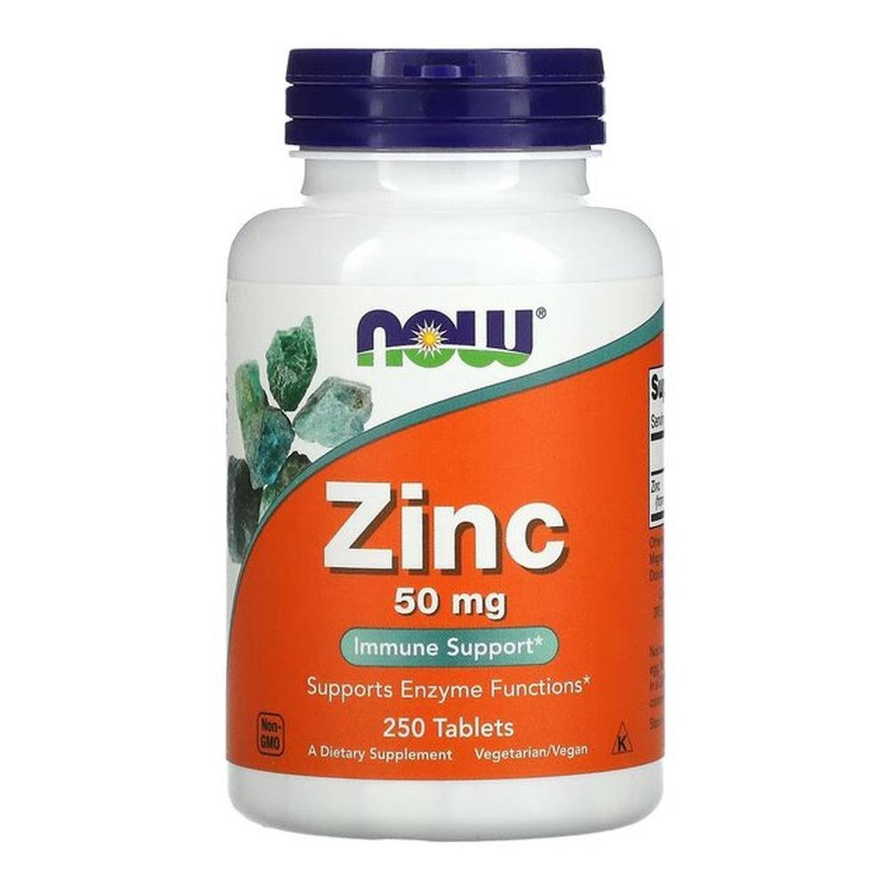 Now Foods Zinc 50mg Wspiera Zdrowy Wygląd Włosów Skóry i Paznokci 250 Tabletek