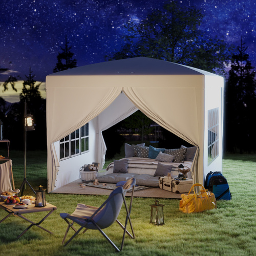 Outsunny 3 x 3m Pop Up Gazebo, Wedding Party Canopy Tent Marquee with Carry Bag and Windows, White