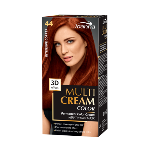 Joanna Multi Cream Color 3D Effect Hair Dye with Long-Lasting Effect No. 44 Intense Copper 1 Piece